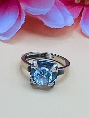 Vintage Gold plated clear CZ Ring size 5
